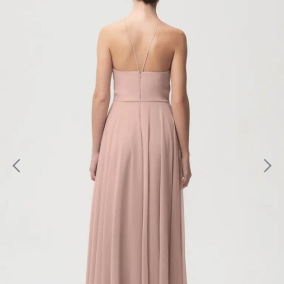 Jenny Yoo Blush Light Pink Luca Bridesmaid High Neck Maxi Dress Gown Size 8 - Picture 3 of 10